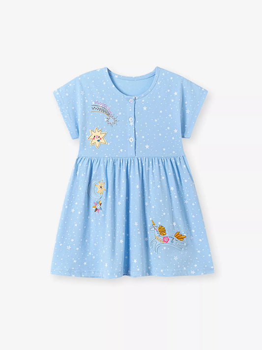 Children's Embroidered Short Sleeve Dress