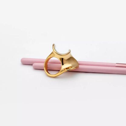 18K Gold-Plated Copper Geometric Sculptural Ring