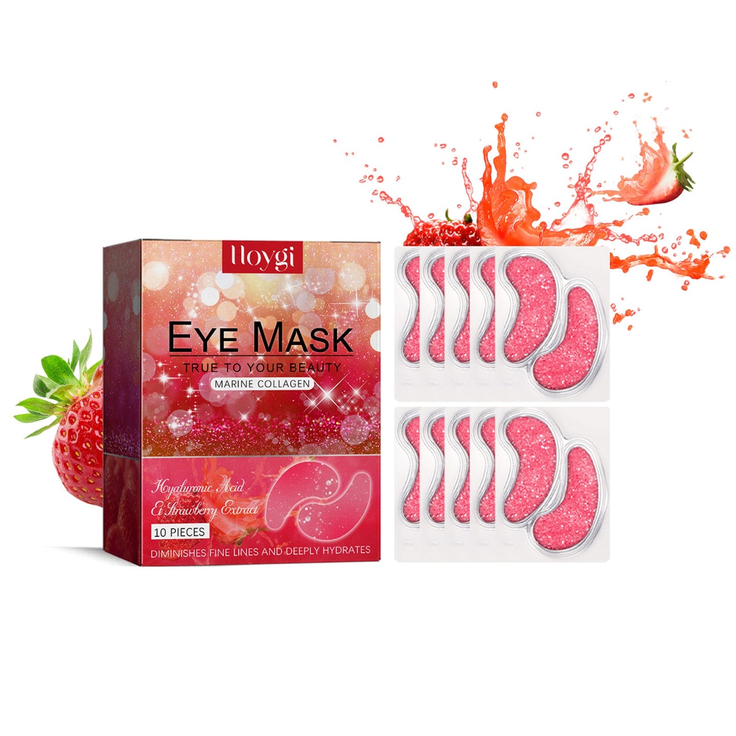 Hoygi Strawberry Gel Patch Reduces Fine Lines Under Eyes, Bags Under Eyes, Dark Circles, Firming Eyes, Anti-Wrinkle Moisturizing Eye Patch
