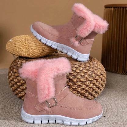 Round Toe Platform Buckle Boots