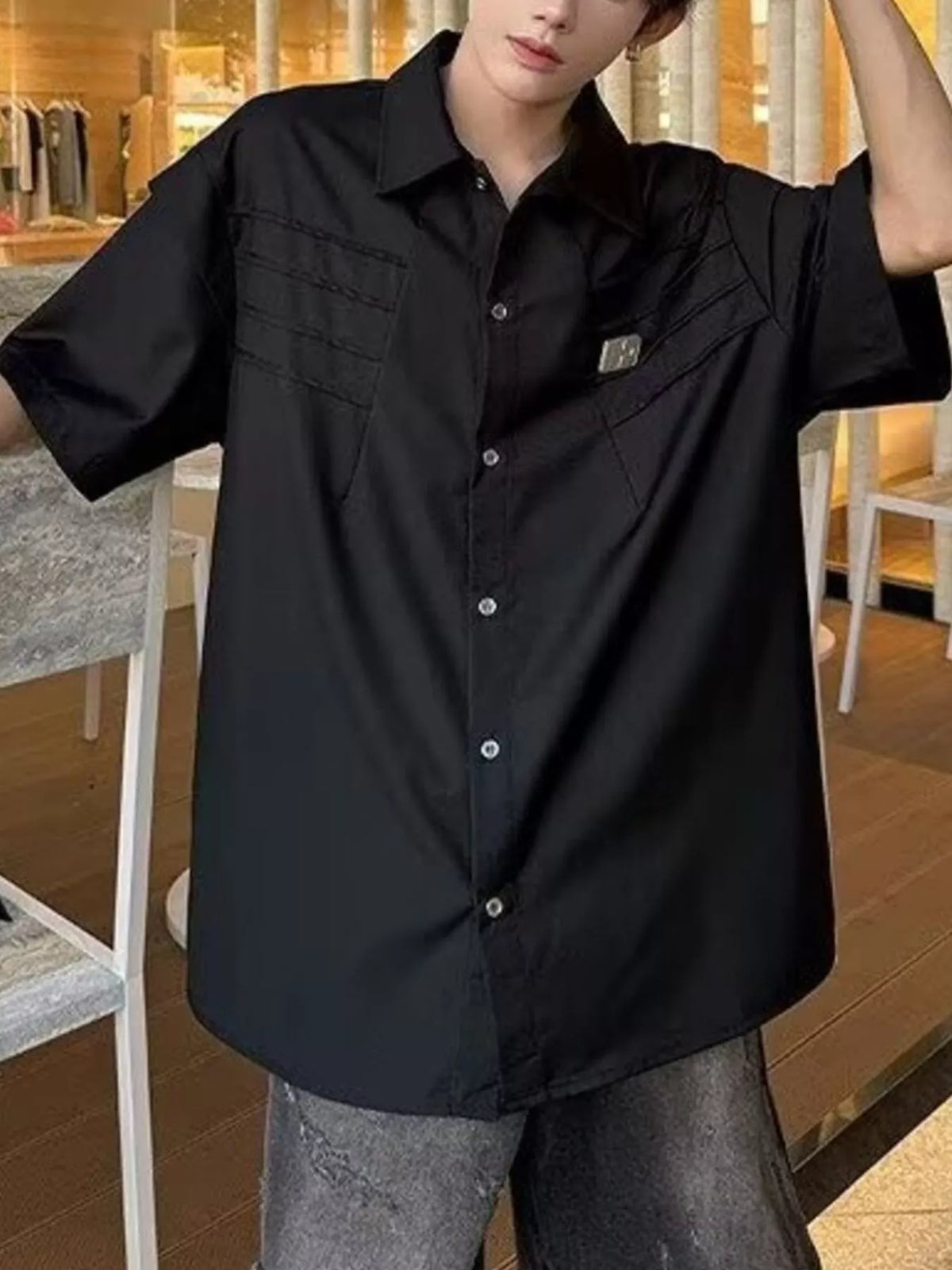 Men's Plus Size Button Up Half Sleeve Shirt
