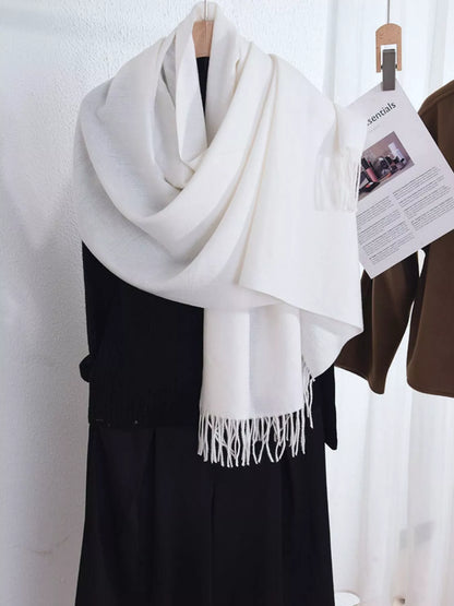 Solid Color Fringe Scarf