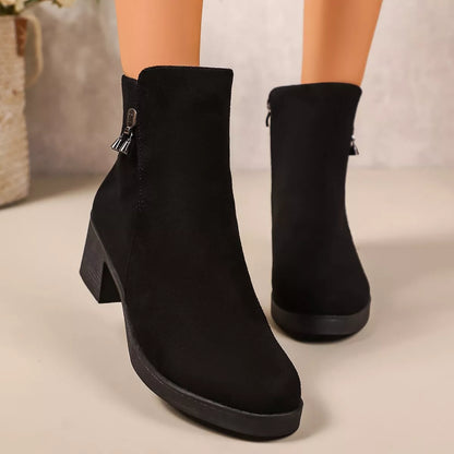 Point Toe Block Heels Boots