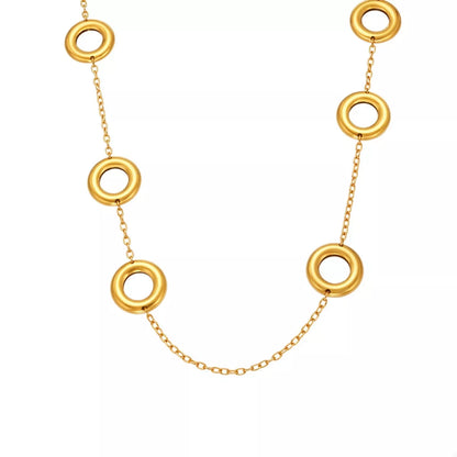 18K Gold-Plated Circle Chain Statement Necklace