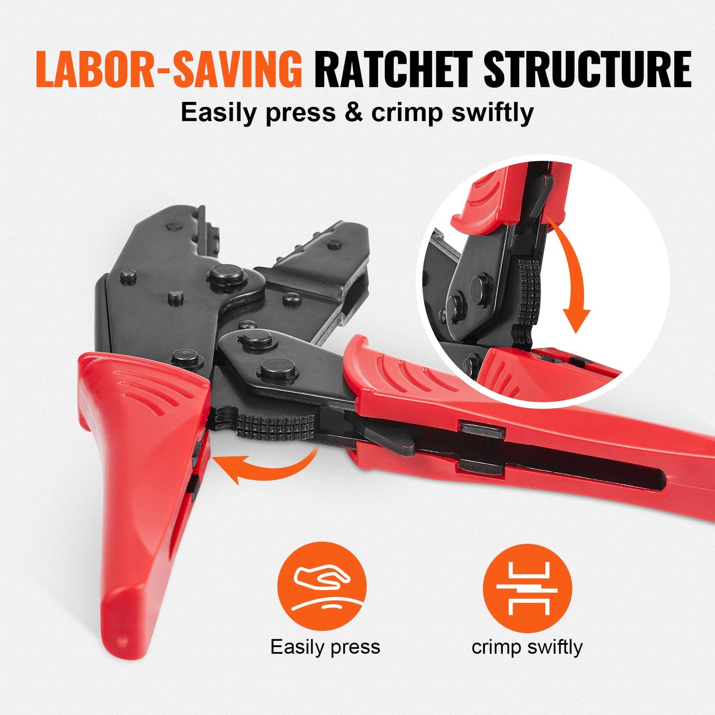 VEVOR Ratcheting Crimping Tool Set For Insulated Electrical Connectors AWG22-10 With Wire Stripper And 210pcs Heat Shrink Tubes Labor-Saving Ratcheting Wire Crimp Pliers