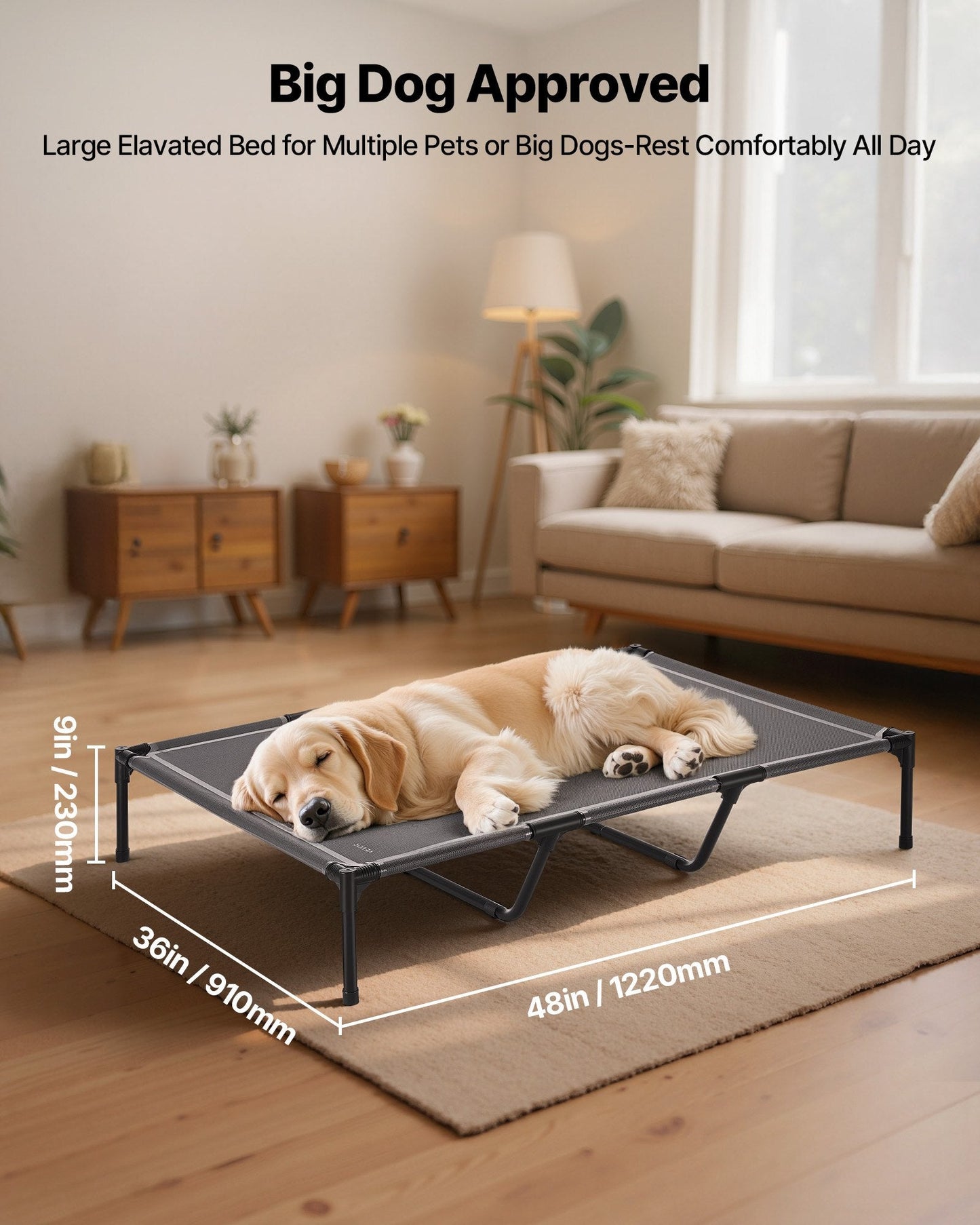 Elevated Dog Bed For Large Dog Portable Raised Dog Cot With Metal Frame XL