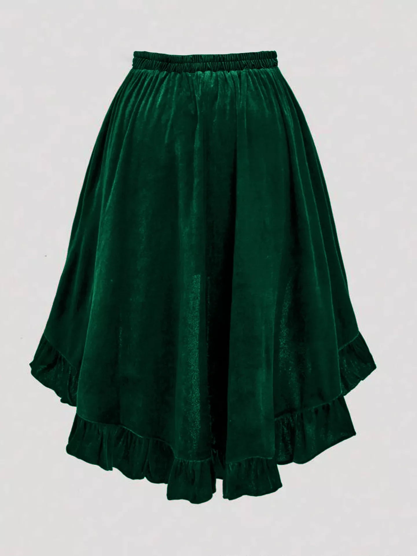 Plus Size Ruffled Velvet Elastic Waist Skirt