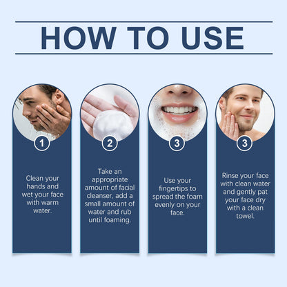 East Moon Men's Facial Cleanser, Moisturizing Amino Acid Gentle Cleanser Refreshing Non-Tightening Cleanser