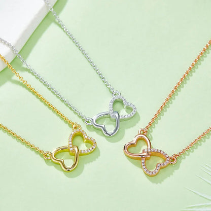 Moissanite 925 Sterling Silver Heart Bow Necklace