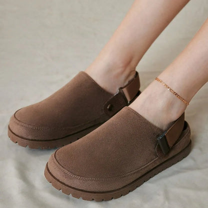 Suede Slip-On Mule Loafers with Adjustable Strap