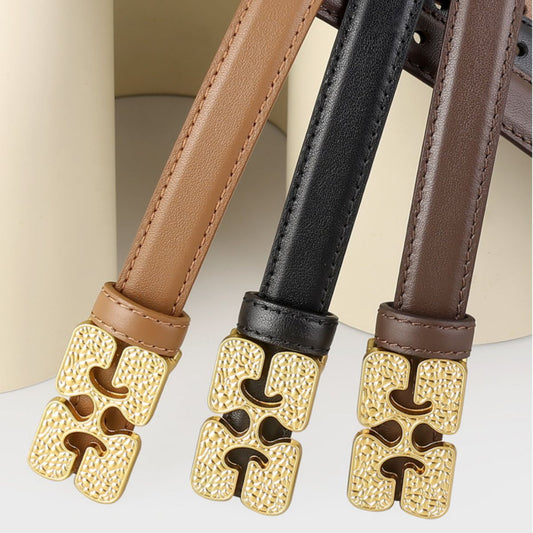 Gold Buckle Leather Belt