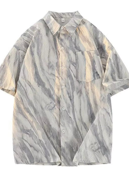 Men's Plus Size Button Up Short Sleeve Shirt