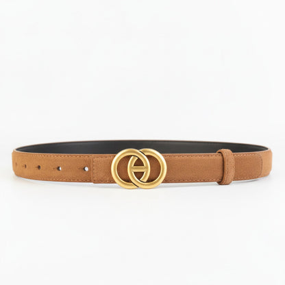 Golden Buckle Leather Belt
