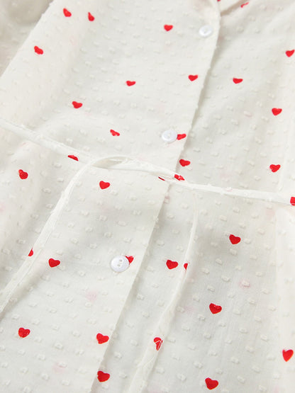 Heart Print Long Sleeve and Pants Lounge Set
