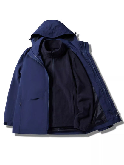 Men's Plus Size Zip Up Waterproof Hooded Jacket