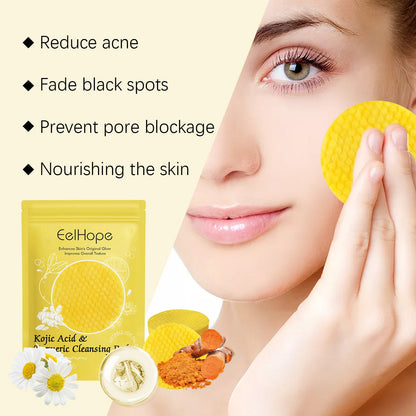 Eelhope Turmeric Acid Cleansing Pad Facial Gentle Cleansing Moisturizing Refreshing Skin Care Cleansing Pad