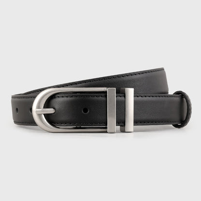 Leather Belt with Silver Buckle