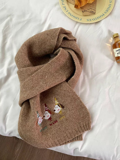 Embroidered Dog Plush Scarf