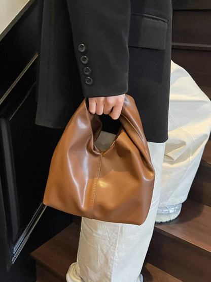 Knot Handle Leather Handbag