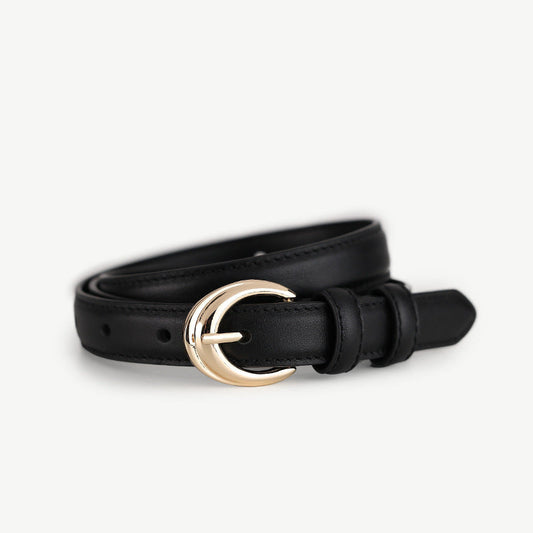 Leather Belt with Golden Buckle