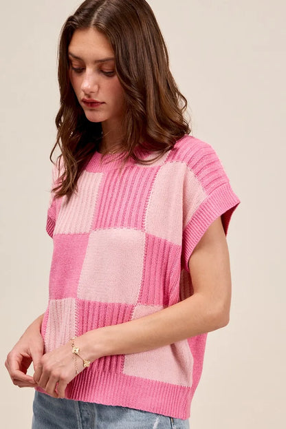 SO ME Check Plaid Casual Sweater Top