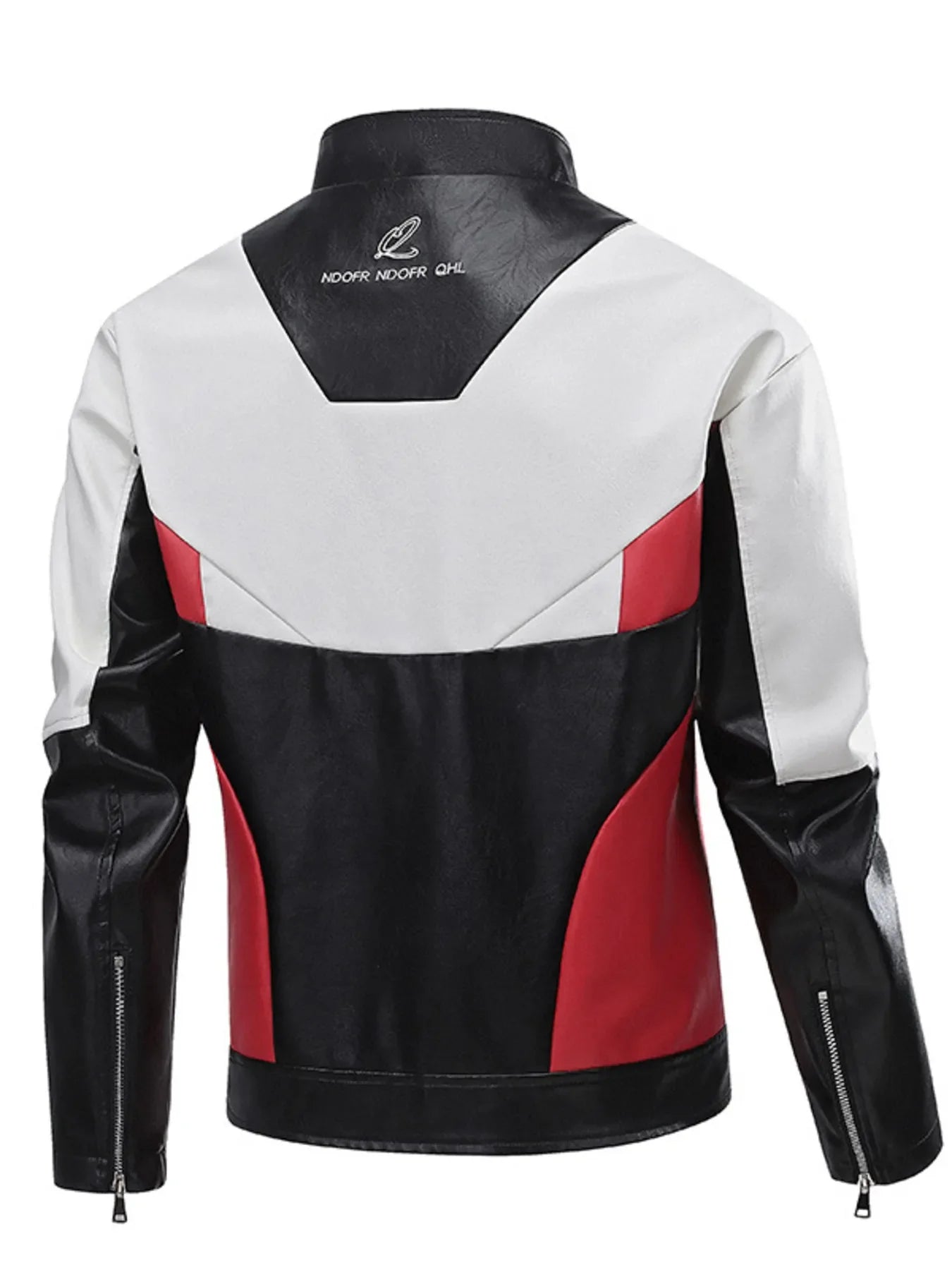 Men's Plus Size Two-Tone Zip Up Leather Jacket