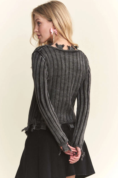ADORA Distressed Edge Washed Sweater