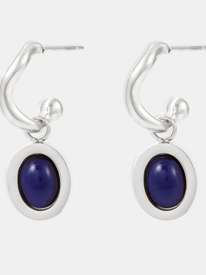 Stainless Steel Oval Drop Earrings