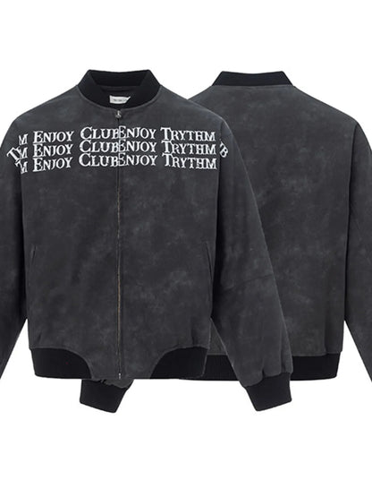 Men's Zip Up Letter Graphic Bomber Jacket