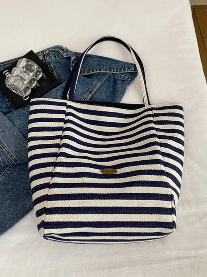 Striped Canvas Tote Bag