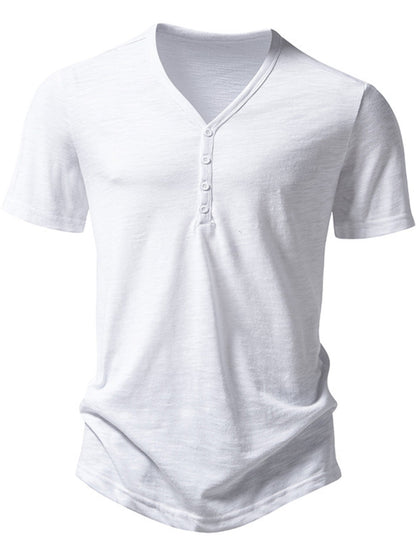 Men's Casual Button Detail T-Shirt