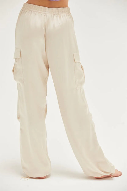 HYFVE Approach Satin Drawstring Hem Cargo Pants