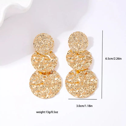 18K Gold-Plated Round Layered Textured Earrings