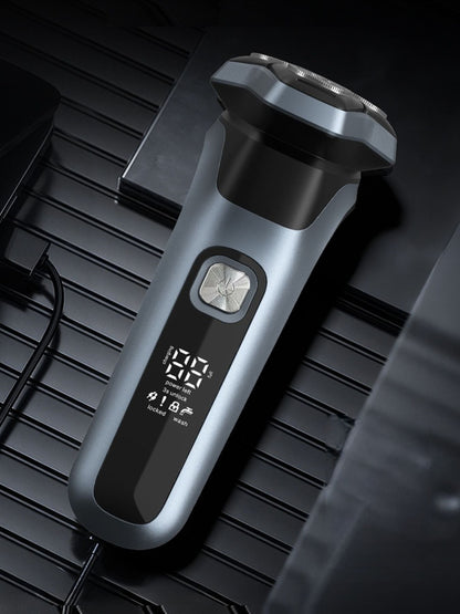 Rechargeable Rotary Electric Shaver with LED Display
