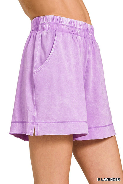 Zenana Acid Washed Oversized Top & Shorts Set