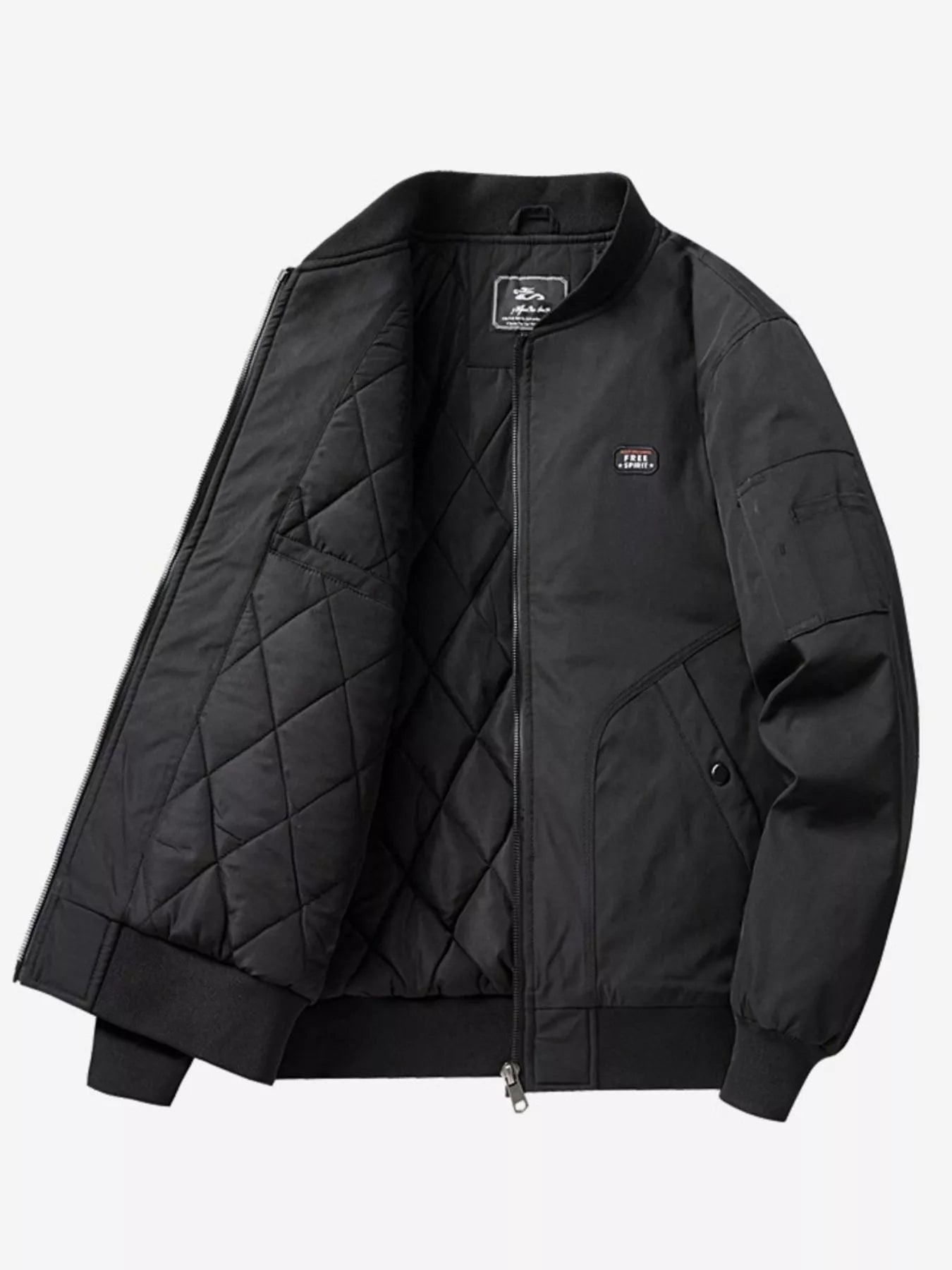 Men's Plus Size Bomber Jacket with Zipper