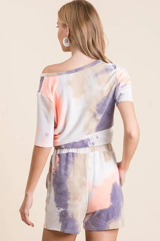 BiBi Tie Dye Terry Shorts with Drawstring