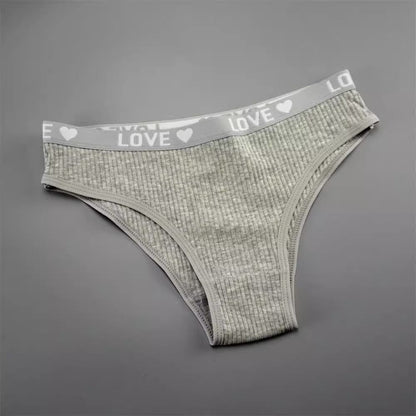 V-shaped Lady's Pure Cotton Ribbed Panties