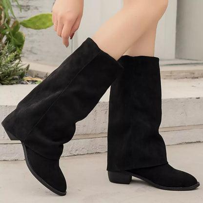 Point Toe Block Heels Boots