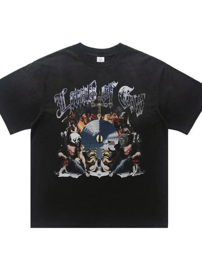 Men's Vintage Graphic Round Neck Oversized T-Shirt