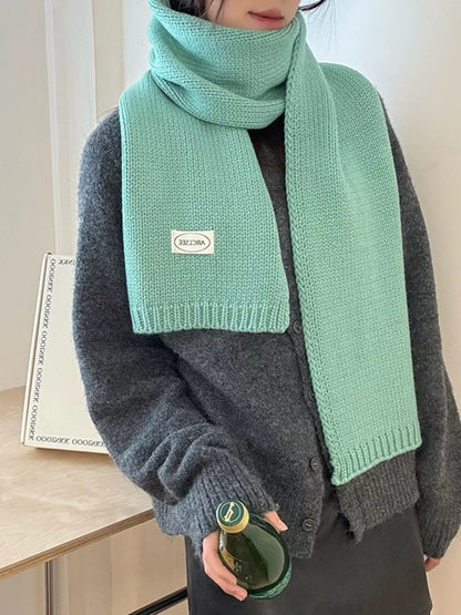 Solid Color Knitted Winter Scarf