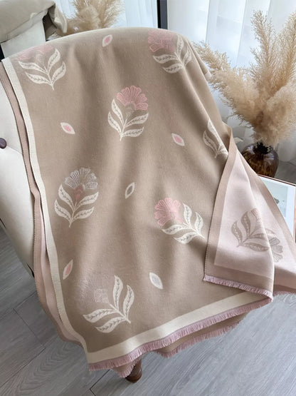 Printed Raw Hem Shawl