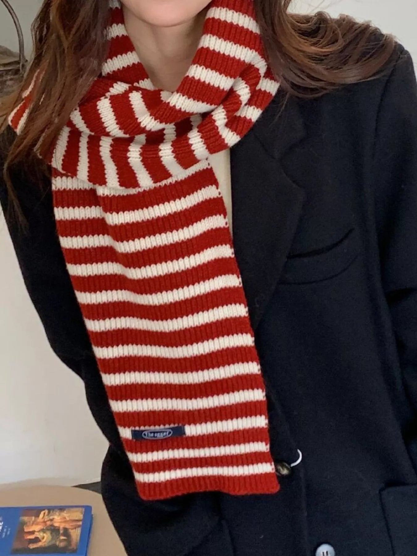 100% Wool Striped Knitted Winter Scarf