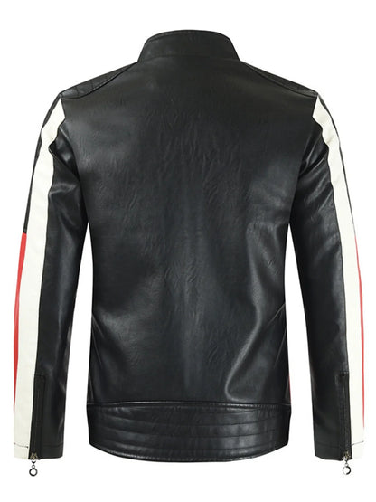 Men's Plus Size Contrast Zip Up Long Sleeve Jacket