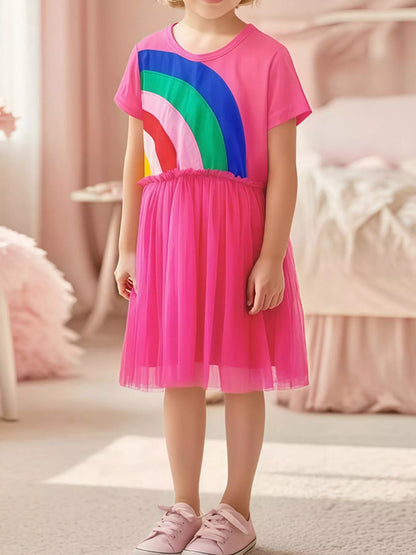 Children's Rainbow Short Sleeve Tulle Dress