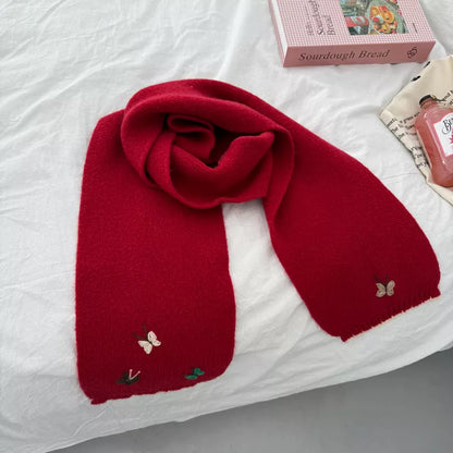 Butterfly Embroidered Knitted Scarf