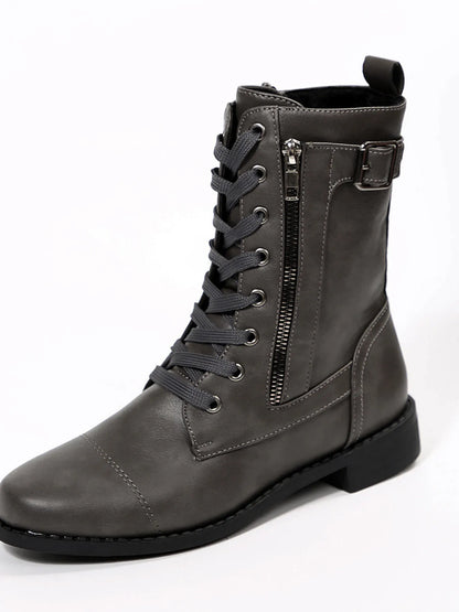 Lace Up Round Toe Boots