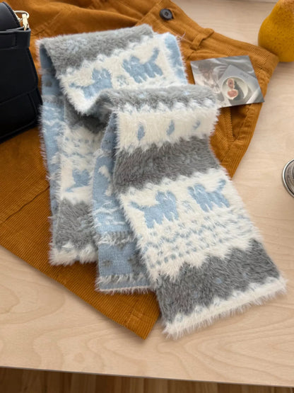 Animal Pattern Fuzzy Scarf