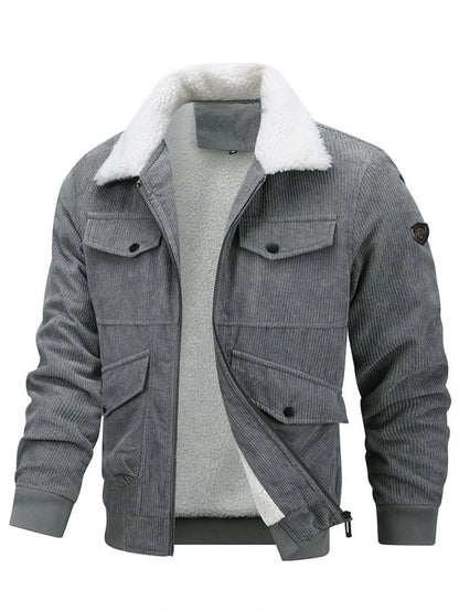 Men's Plus Size Corduroy Sherpa Lined Winter Coat