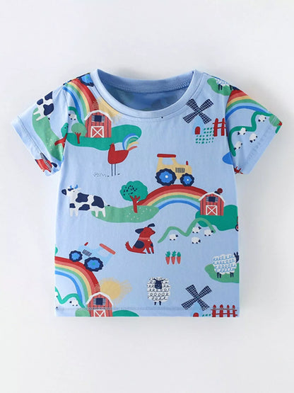 Children's Printed Crew Neck Short Sleeve T-Shirt